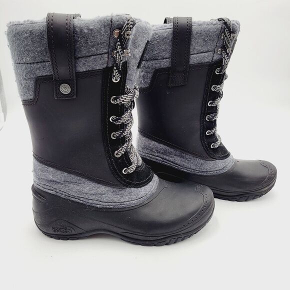 The North Face Shellista Tall Snow Boot Size 7 Waterproof Tall Lace Up Black - Picture 1 of 12